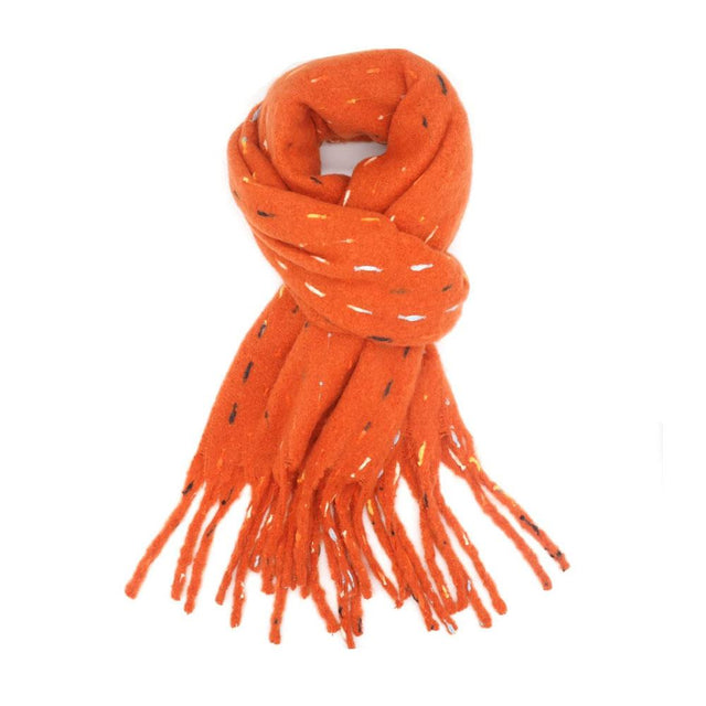 Orange with Multi Colour Stitches Scarf