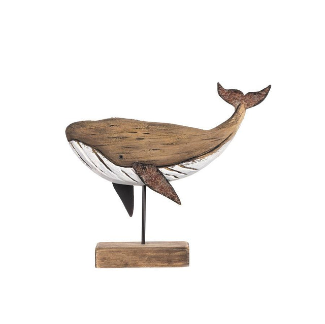 Small Whale on a Stand Wooden Decoration