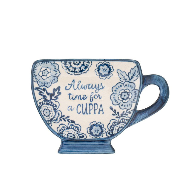 Blue Willow Always Time For a Cuppa Tea Bag Dish