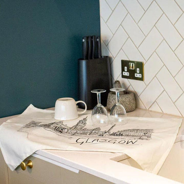 Illustrated Glasgow Skyline Tea Towel