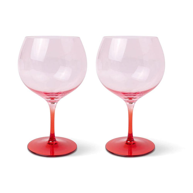 Blush Pink & Cherry Gin Cocktail Spritz Glasses Set