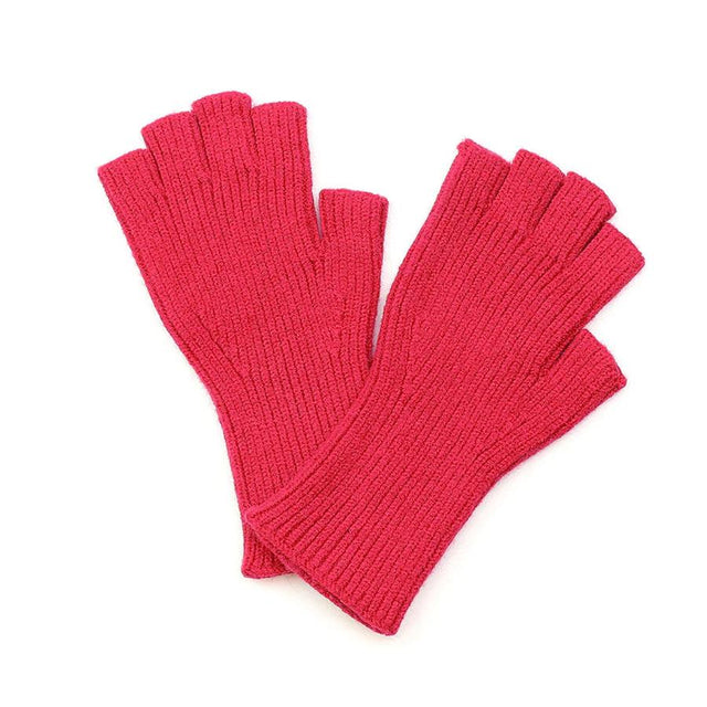 Bright Red Knitted Fingerless Gloves