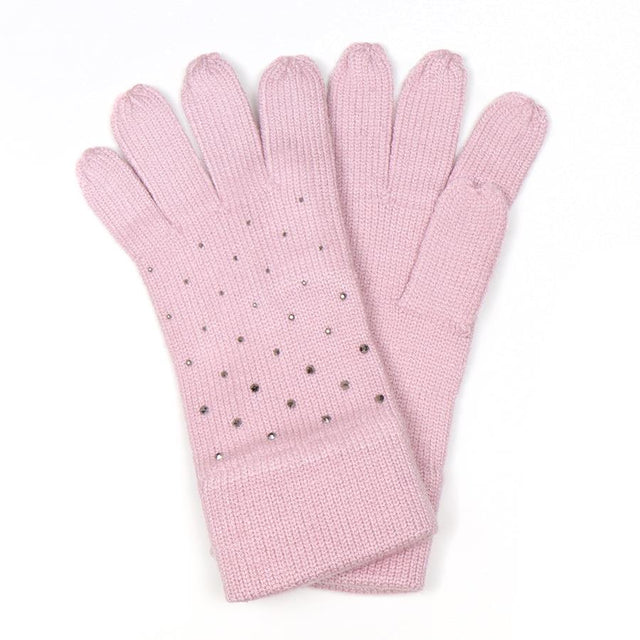 Baby Pink Gloves With Studded Embellishment