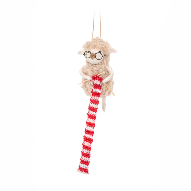 White Knitting Sheep Felt Hanging Decoration