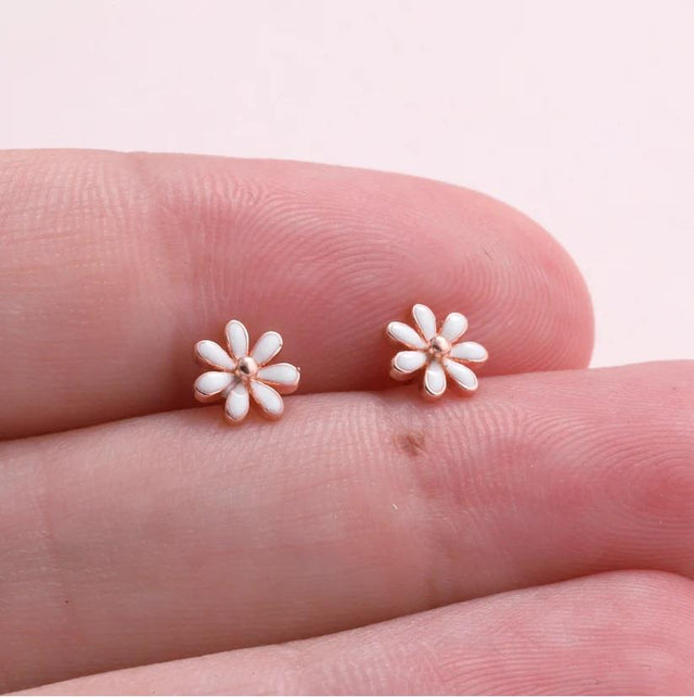 Friends Forever White Flower Earrings in Silver