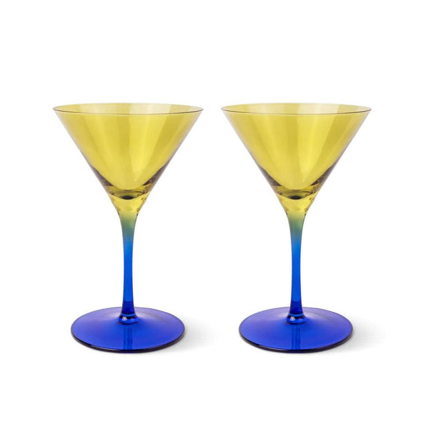 Olive and Cobalt Blue Martini Glasses Set
