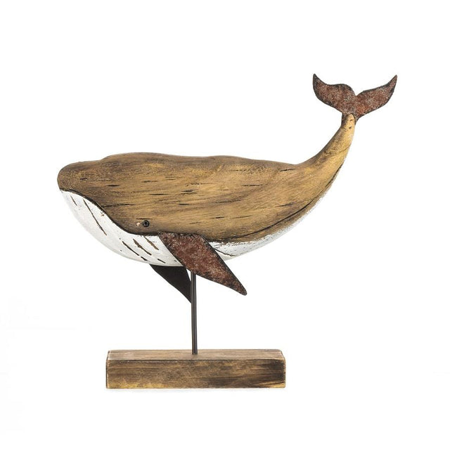 Medium Whale on a Stand Wooden Decoration