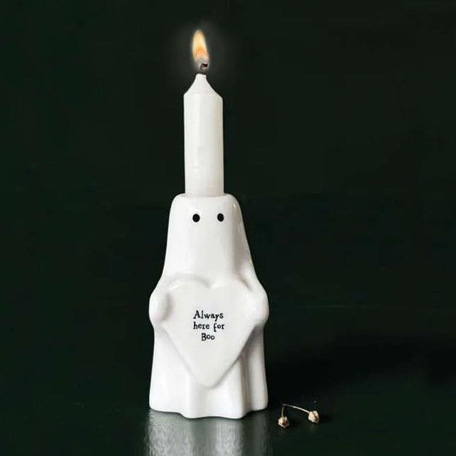 East of India Always Here For Boo Ghost Mini Candle Holder