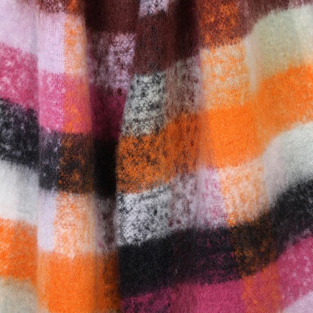 Magenta, Orange and Black Cosy Check Scarf