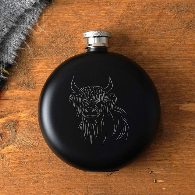 Highland Cow Hip Flask in Gift Box