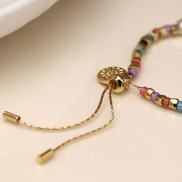 Pom Boutique Pearl and Multi Colour Glass Bead Bracelet Close Up
