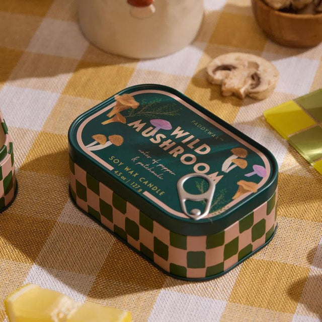 Wild Mushroom Printed Tin Candle
