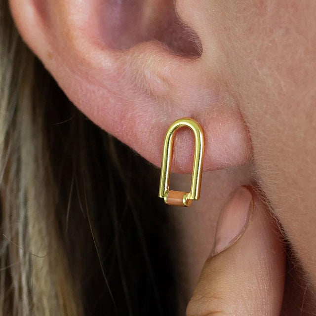 Gold and Enamel Arch Stud Earrings