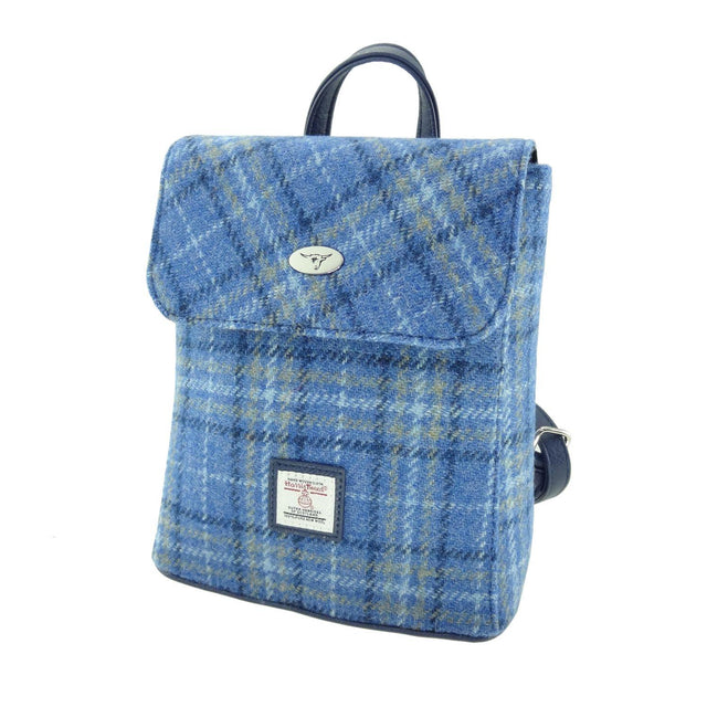 Tummel Harris Tweed Mini Backpack in Light Blue Check