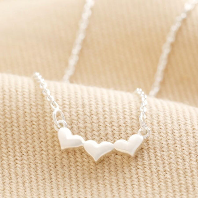 Silver Triple Heart Pendant Necklace