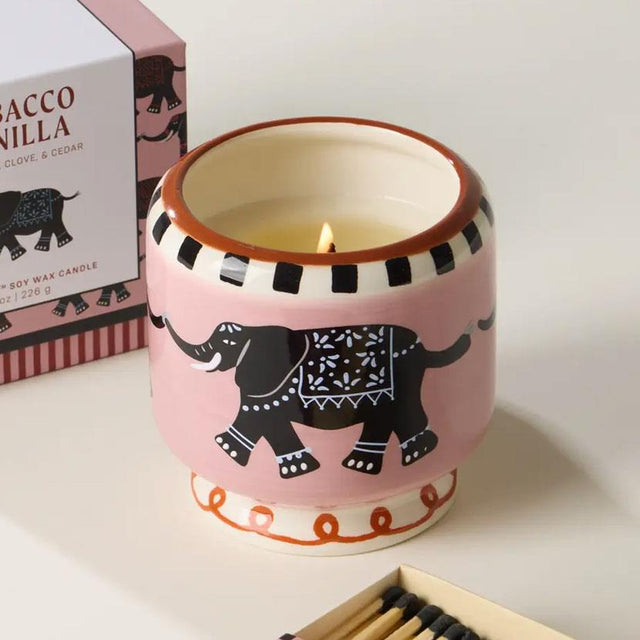 Tobacco Vanilla Elephant Ceramic Candle