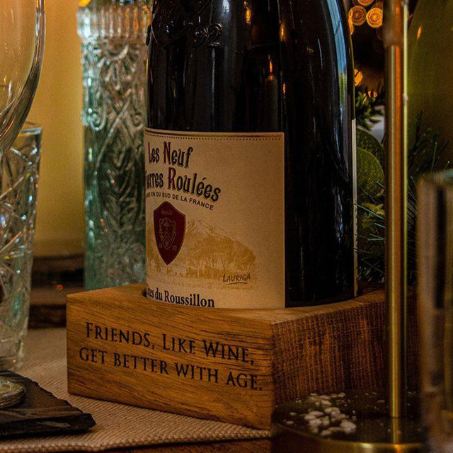 Friends Like Wine Oak Wine Bottle Holder