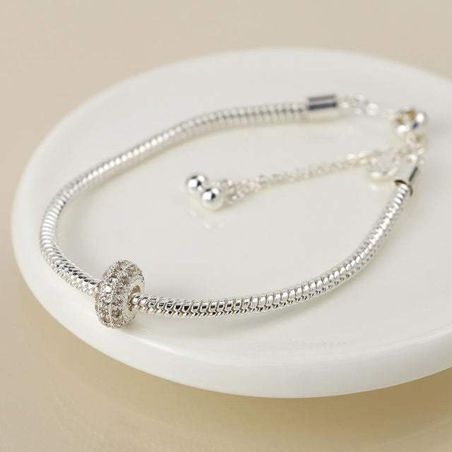 Silver Pave Crystal Mini Hoop Bracelet