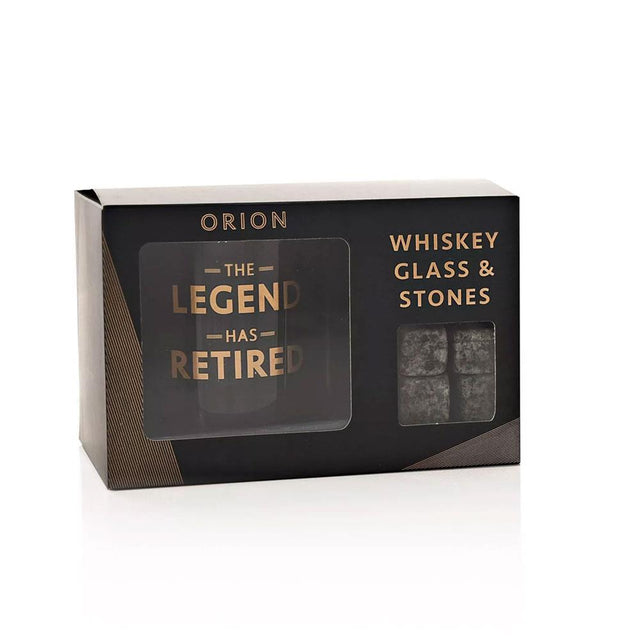 Retirement Whiskey Glass & Stones