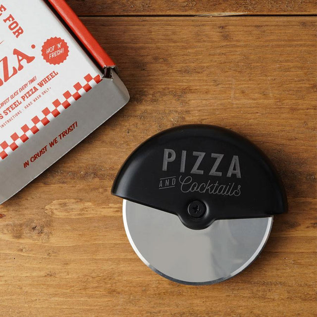 Pizza And Cocktails Black Pizza Cutter in Gift Box