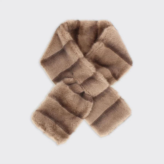 Toffee Faux Fur Pull Through Scarf