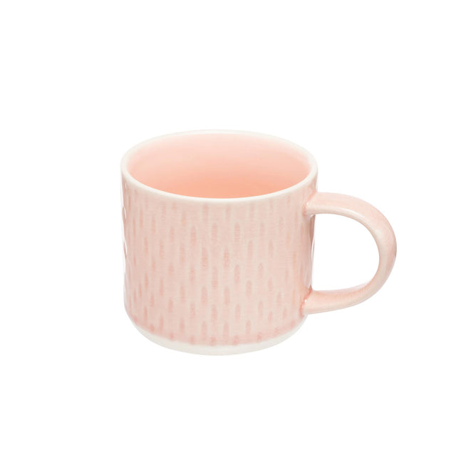 Pink Embossed Teardrop Pattern Mug Side Facing