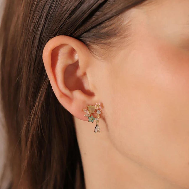 Gold Wild Flower Drop Clip On Earrings