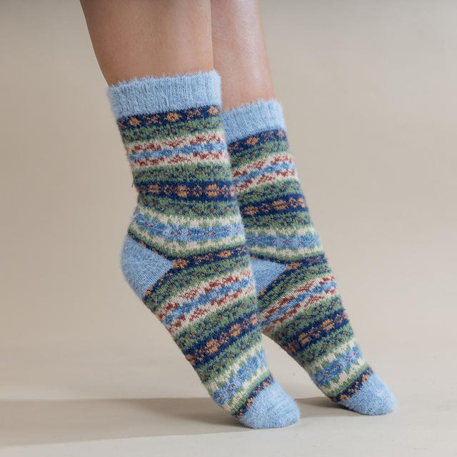 Blue Heel Multi Colour Fairisle Women's Socks