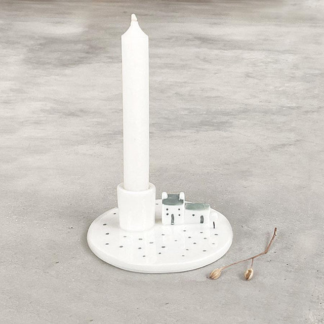 Houses in Meadow Porcelain Candle Holder