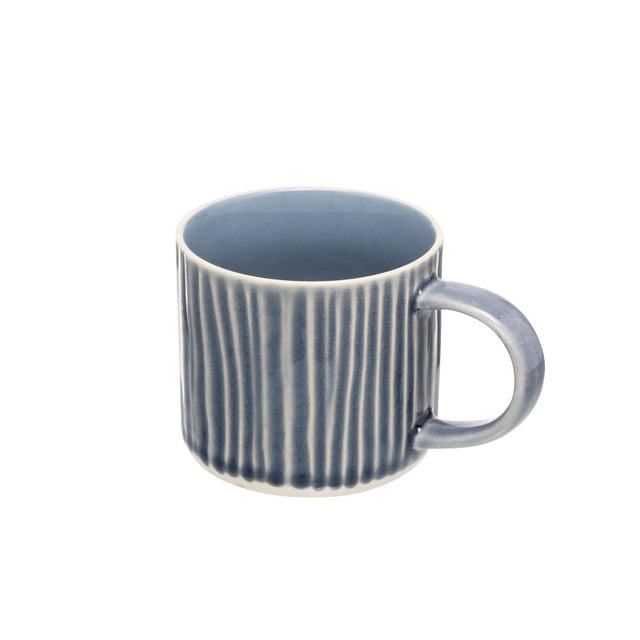 Navy Embossed Line Pattern Mug Side View