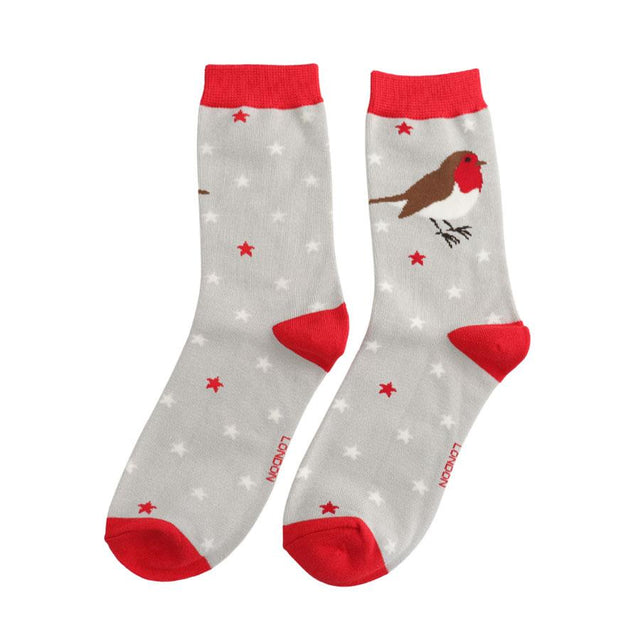 Festive Robins Women's Matchbox Socks