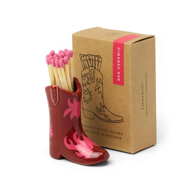 Red & Pink Nashville Ceramic Boot Match Holder