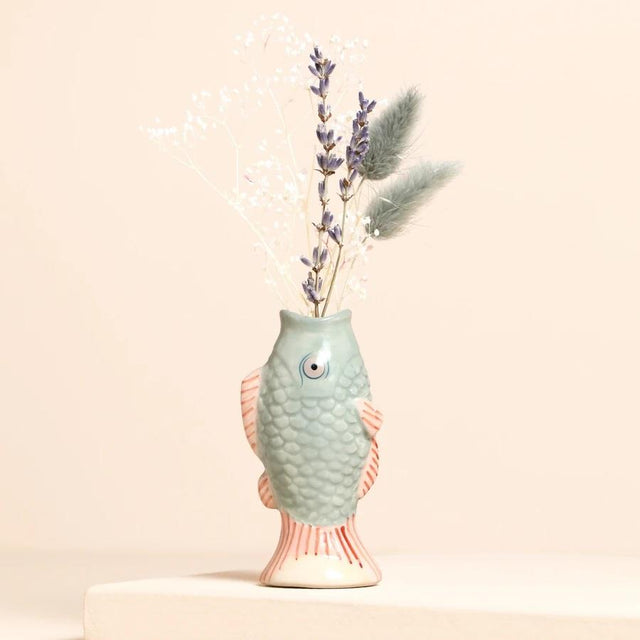 Blue Mini Fish Ceramic Bud Vase
