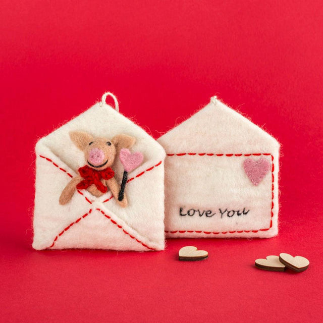 Piglet Love Letter Felt Decoration