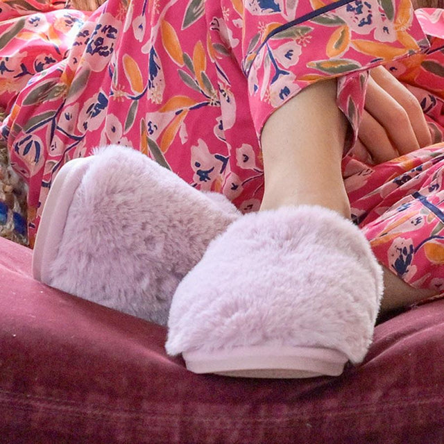 Dusky Pink Faux Fur Mule Slippers - Small to Medium