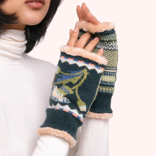Navy Thistle Wrist Warmers