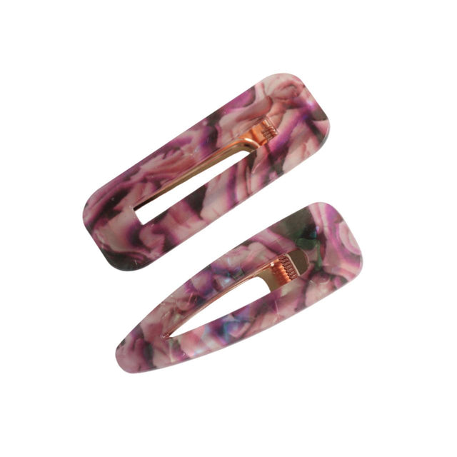 Plum Marbled Hair Clips
