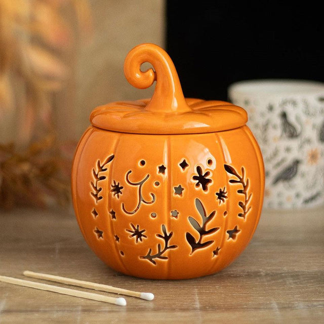 Orange Folk Pumpkin Ceramic Oil Burner and Wax Warmer