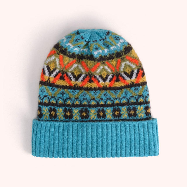 Teal Fairisle Beanie Hat