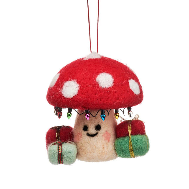 Mushroom with Presents Felt Hanging Decoration