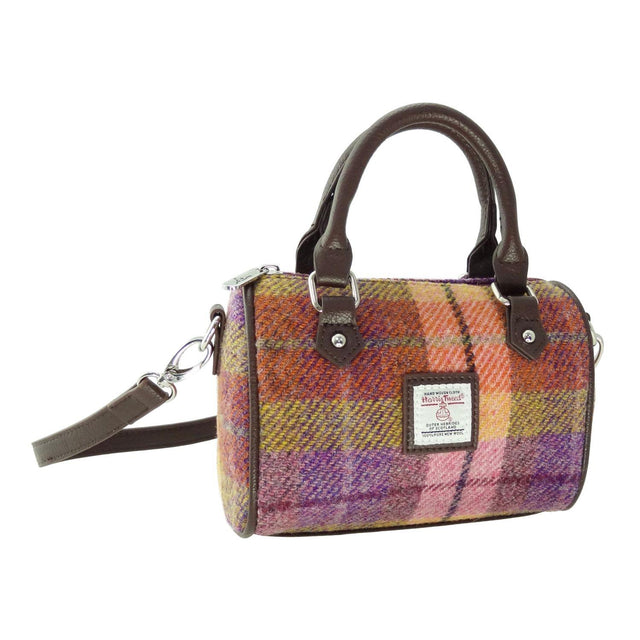 Kilbride Harris Tweed Mini Bowling Bag in Peach and Purple