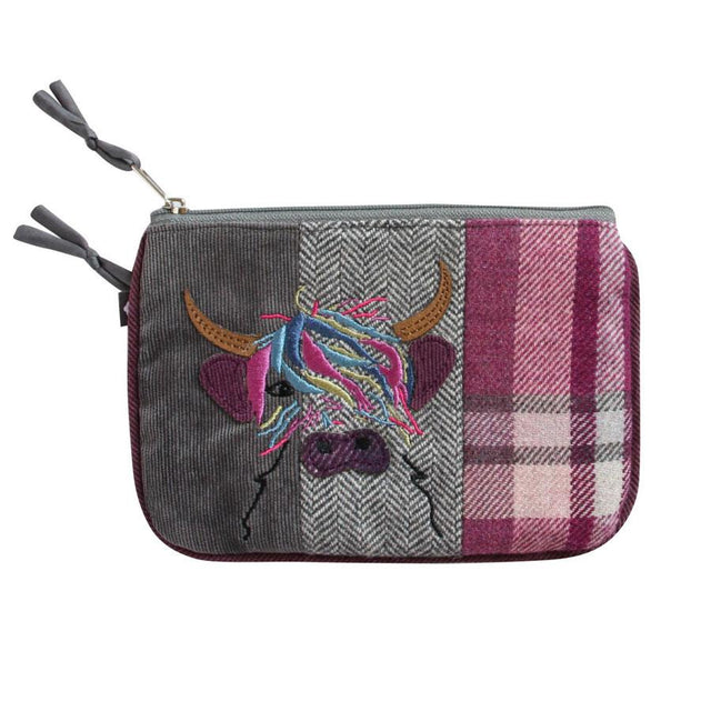 Highland Cow Applique Juliet Zip Purse