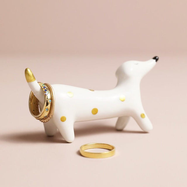 Lisa Angel Sausage Dog Ceramic Ring Holder Side View