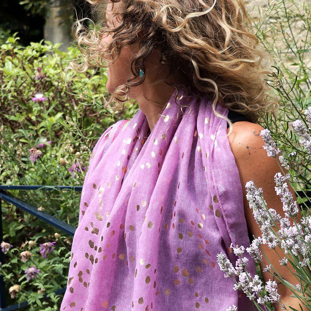 Lilac and Rose Gold Speckled Foil Scarf