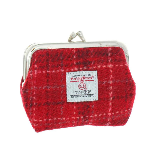 Red Check Harris Tweed Clasp Purse