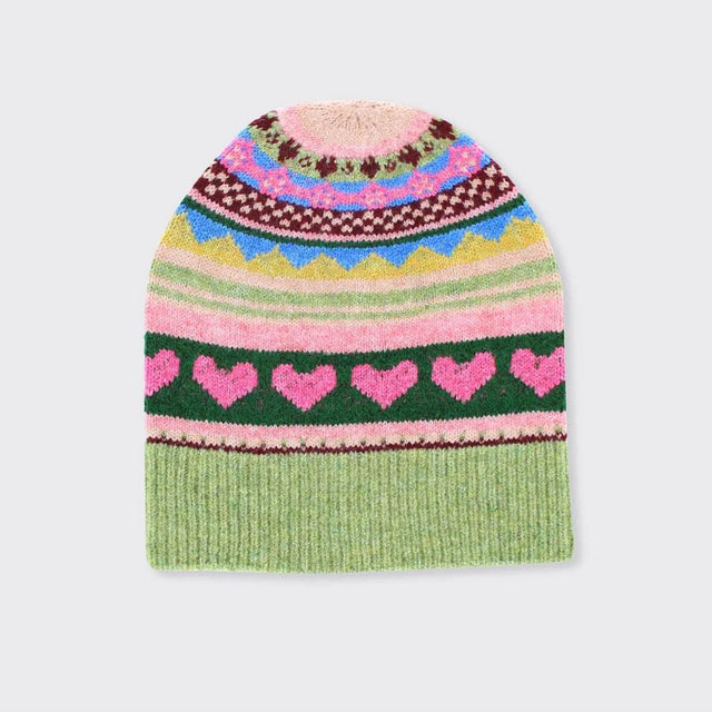 Green & Pink Heart Juniper Hat