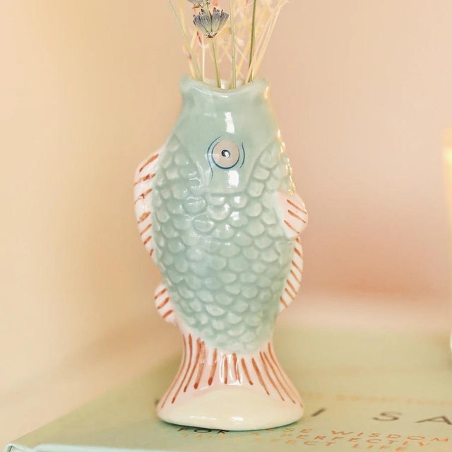 Blue Mini Fish Ceramic Bud Vase