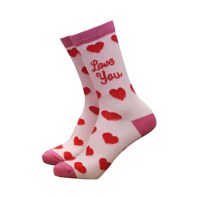 Love You Heart Print Women's Bamboo Socks