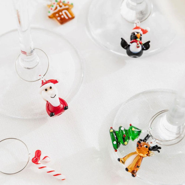 Christmas Wine Glass Charms Set