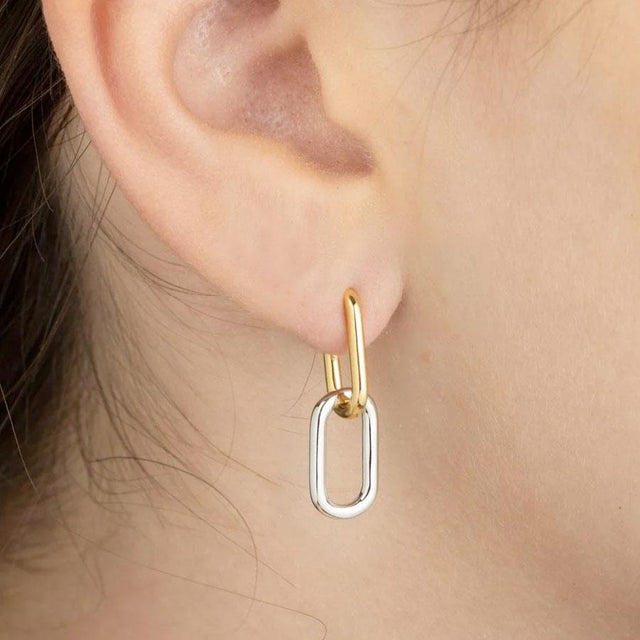 Gold Trip Two Tone Convertible Oval Hoop Earrings